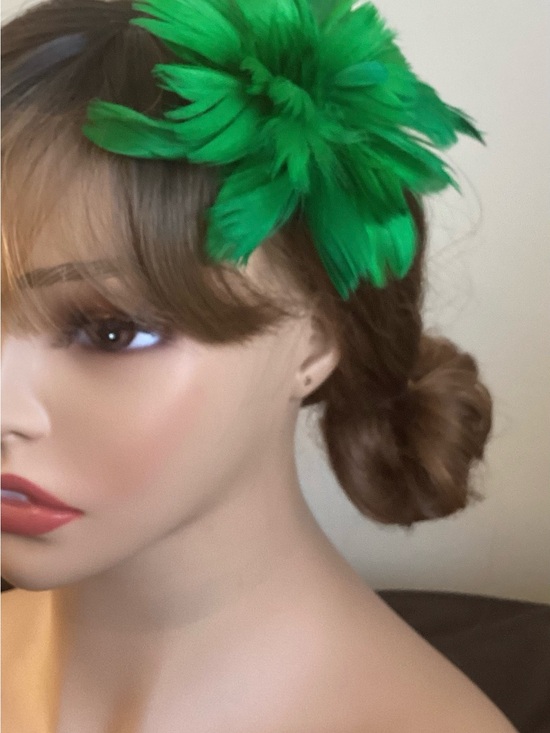 Accessories - Green Feather Fascinator Hair Clip. Handmade in the USA.